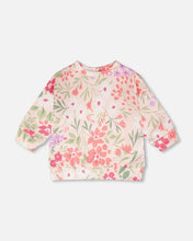 Load image into Gallery viewer, deux par deux Girls French Terry Sweatshirt - Pink Printed Flowers