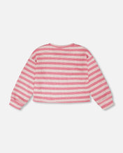 Load image into Gallery viewer, deux par deux Girls Striped Sweater - Pink And White