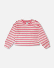Load image into Gallery viewer, deux par deux Girls Striped Sweater - Pink And White