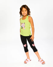 Load image into Gallery viewer, deux par deux Girls Organic Cotton Jersey Tank Top - Lime Green With Screen Print