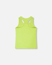 Load image into Gallery viewer, deux par deux Girls Organic Cotton Jersey Tank Top - Lime Green With Screen Print