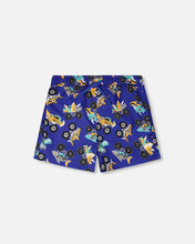 Load image into Gallery viewer, deux par deux Boys Boardshorts - Blue Truck Print