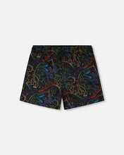 Load image into Gallery viewer, deux par deux Boys Swim Trunks - Black Dinosaur Print
