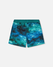 Load image into Gallery viewer, deux par deux Boys Swim Trunks - Blue Waves Print