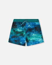 Load image into Gallery viewer, deux par deux Boys Swim Trunks - Blue Waves Print
