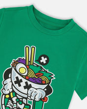 Load image into Gallery viewer, deux par deux Boys Organic Cotton Jersey T-Shirt With Print - Green