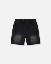 Load image into Gallery viewer, deux par deux Boys French Terry Denim Shorts - Dark Grey