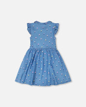 Load image into Gallery viewer, deux par deux Girls Sleeveless Button Down Dress - Blue Flower Print