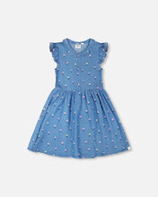 Load image into Gallery viewer, deux par deux Girls Sleeveless Button Down Dress - Blue Flower Print