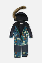 Load image into Gallery viewer, deux par deux DISCOVER One-Piece Snowsuit - Blue w/Bear Print