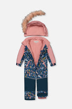Load image into Gallery viewer, deux par deux DISCOVER One-Piece Snowsuit - Blue & Pink w/Unicorn Print