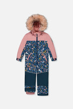 Load image into Gallery viewer, deux par deux DISCOVER One-Piece Snowsuit - Blue & Pink w/Unicorn Print