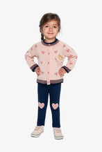 Load image into Gallery viewer, deux par deux Girls Cardigan - Pale Old Rose & Navy Blue Knit