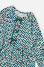 Load image into Gallery viewer, deux par deux Girls Organic Cotton Dress With Pockets - Green Ditsy Floral Print