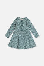 Load image into Gallery viewer, deux par deux Girls Organic Cotton Dress With Pockets - Green Ditsy Floral Print