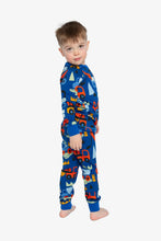 Load image into Gallery viewer, deux par deux Boys Two-Piece Organic Cotton Pajama Set - Blue Truck Print