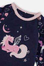 Load image into Gallery viewer, deux par deux Girls Two-Piece Organic Cotton Pajama Set - Purple Unicorn Print