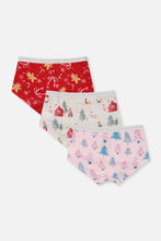 Load image into Gallery viewer, deux par deux Girls Printed Organic Cotton Boyshort Panties - 3 PK