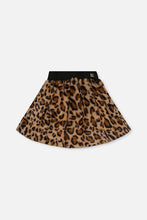 Load image into Gallery viewer, deux par deux Girls Faux Fur Skirt - Brown w/Leopard Print