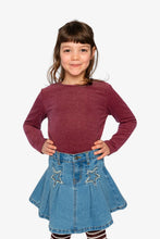 Load image into Gallery viewer, deux par deux Girls Brushed Rib Crew Neck Top - Reddish-Brown