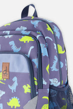 Load image into Gallery viewer, deux par deux Little Kids Backpack - Blue Printed Dinos