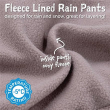Load image into Gallery viewer, Jan & Jul Kids Fleece Lined Cozy-Dry Rain Pants