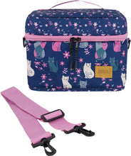 Load image into Gallery viewer, deux par deux Printed Lunch Box - Navy Blue Cats
