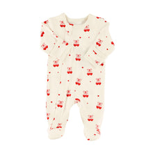 Load image into Gallery viewer, Coccoli Baby Girls Modal Zipper Footie - Hearts on Antique White