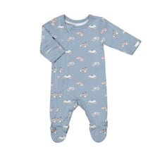 Load image into Gallery viewer, Coccoli Baby Boys Modal Zipper Footie - Cars on Steel Blue
