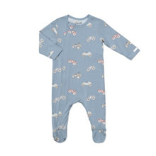 Load image into Gallery viewer, Coccoli Baby Boys Modal Zipper Footie - Cars on Steel Blue