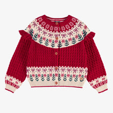 Load image into Gallery viewer, Souris Mini Girls Festive Knit Cardigan - Red