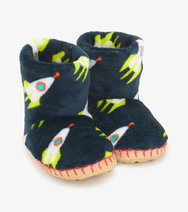 Load image into Gallery viewer, Hatley Rocket Man Kids Fleece Slippers