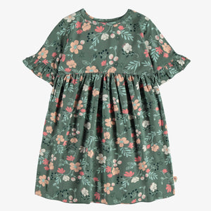 Souris Mini Girls Short Sleeve Regular Flared Dress - Floral Green
