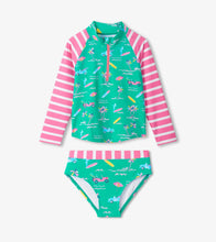 Load image into Gallery viewer, Hatley Girls Tropical Long Sleeve Two-Piece Rashguard Swimsuit
