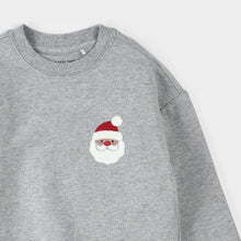 Load image into Gallery viewer, Petit Lem Baby Santa Claus Embroidery on Heather Grey Fleece Sweatshirt