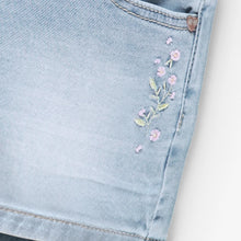Load image into Gallery viewer, Souris Mini Girls Denim Shorts w/ Floral Embroidery