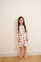 Load image into Gallery viewer, Bambi & Birdie Girls Ruffled Sleep Dress - Cali Christmas