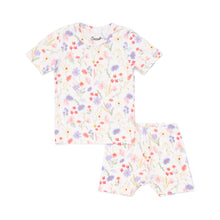 Load image into Gallery viewer, Coccoli Girls Short Sleeve Modal Pajama Set - Flowers on Cream