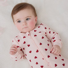 Load image into Gallery viewer, Petit Lem Pink Hearts on Peony Waffle Sleeper