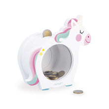 Load image into Gallery viewer, Janod Wooden Unicorn Money Box