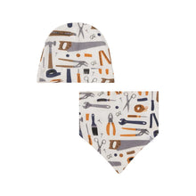 Load image into Gallery viewer, deux par deux Baby Organic Cotton Printed Hat & Bib Set