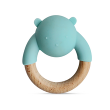 Load image into Gallery viewer, Kushies Little Rawr Silicone + Wood Rattle