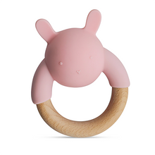 Load image into Gallery viewer, Kushies Little Rawr Silicone + Wood Rattle