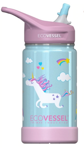 EcoVessel Frost - 12 oz Insulated Stainless Steel Water Bottle with Straw