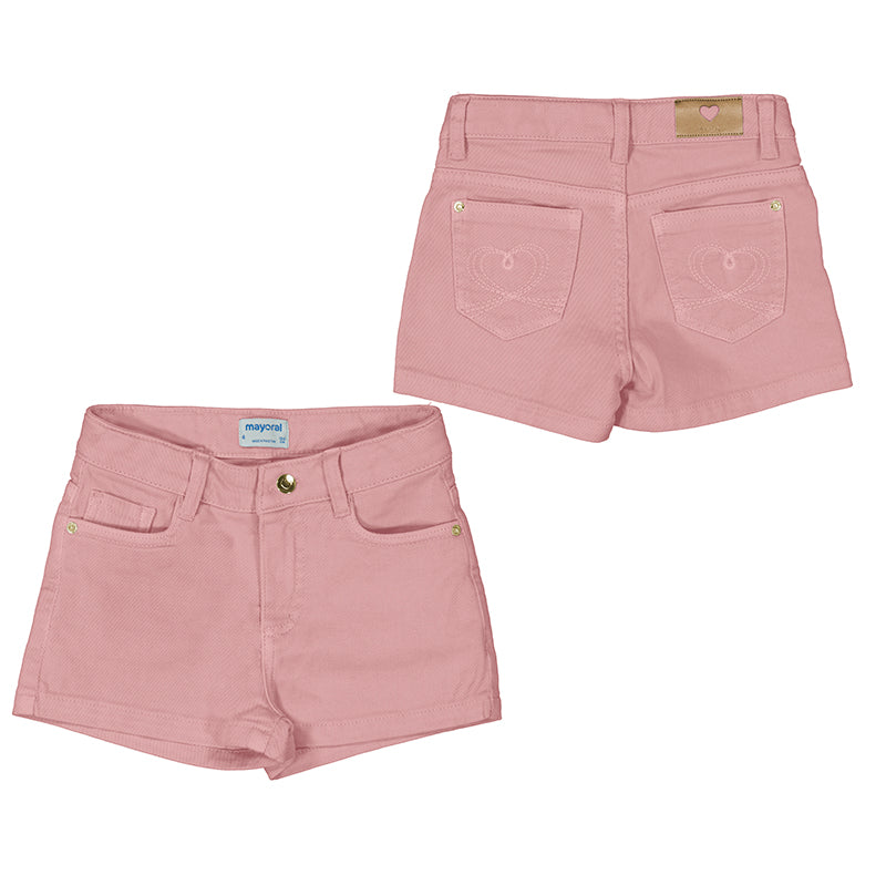Mayoral Girls Coloured Denim Shorts - Rose