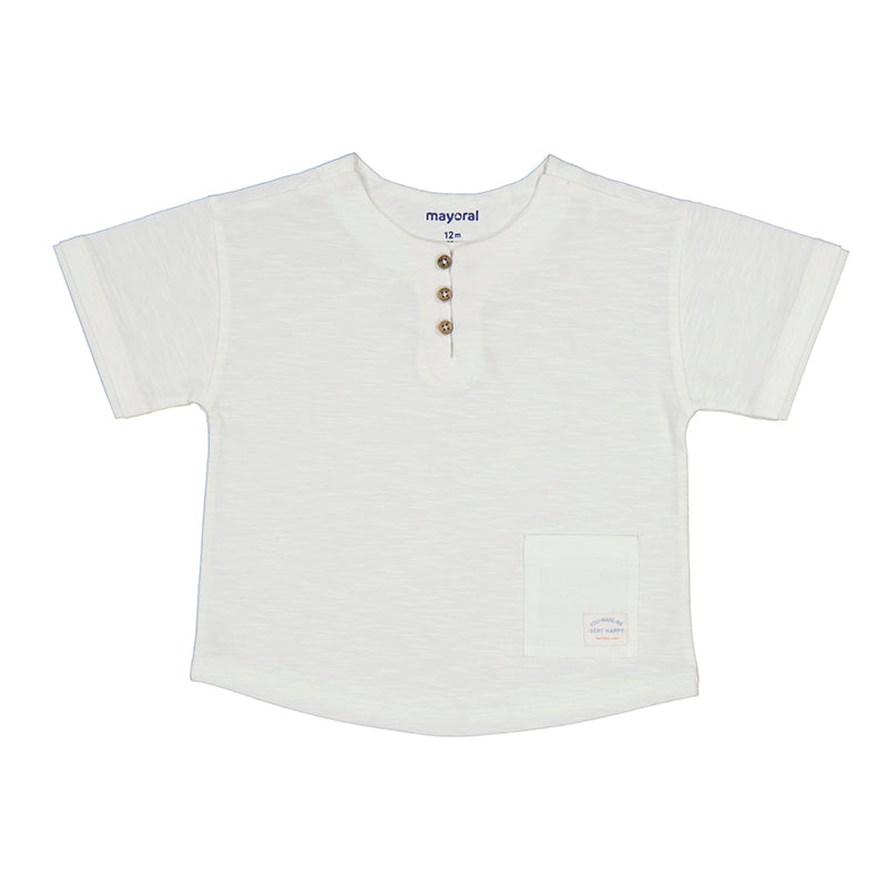 Mayoral Baby Boys Short Sleeve Cotton Linen Shirt - White