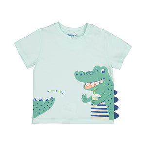 Mayoral Baby Boys Short Sleeve Alligator T-Shirt - Aqua
