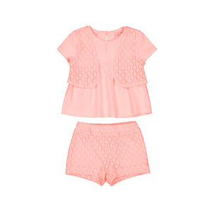 Mayoral Baby Girls Crochet Short Set - Rose