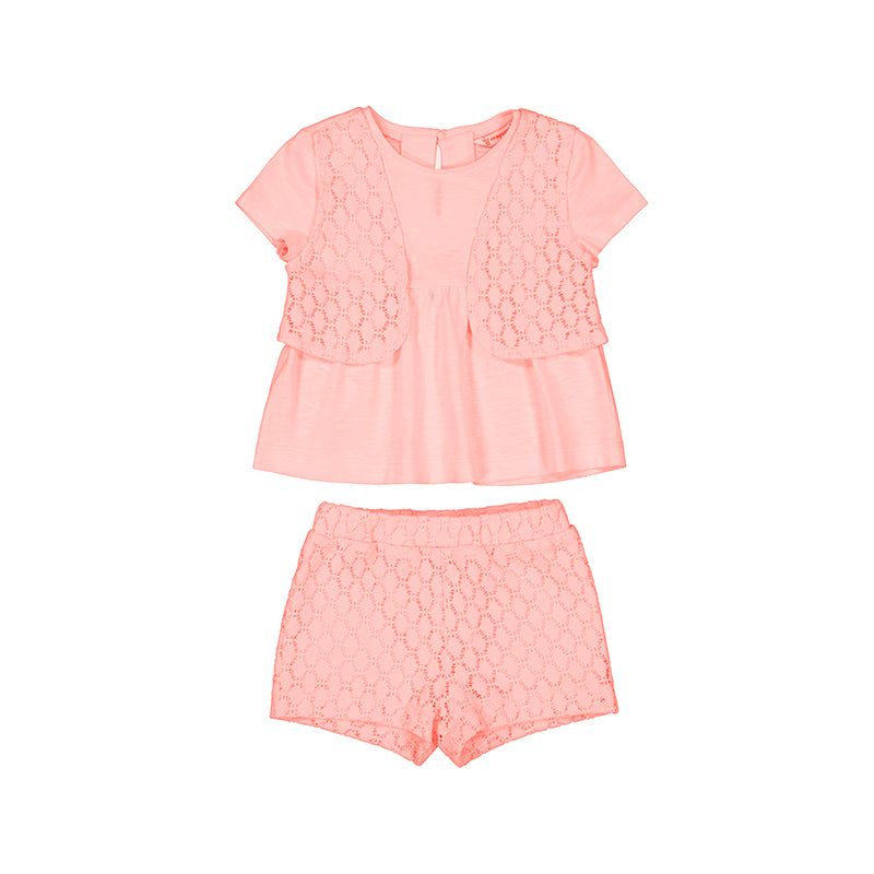 Mayoral Baby Girls Crochet Short Set - Rose