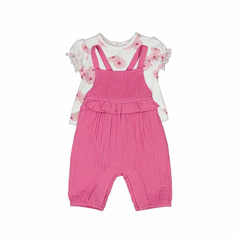 Mayoral Baby Girls Overall w/Shirt Set - Juicy Pink